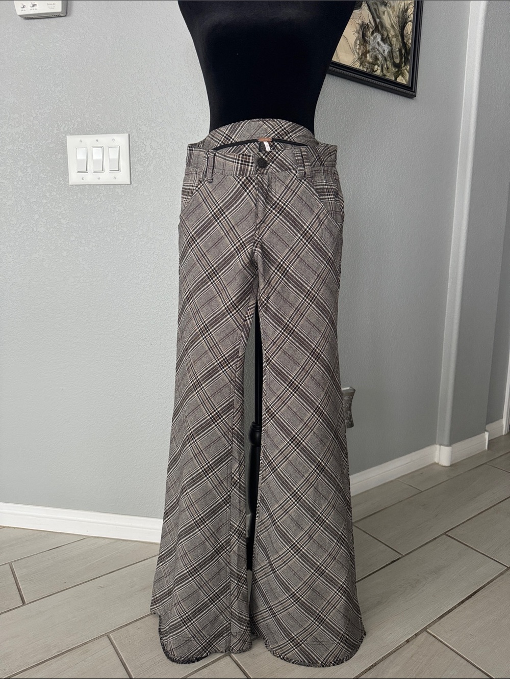 Free People Plaid Wide-Leg Women’s Pants!! Never Worn!!